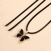 Jewelry Personalized Velvet Rope Black Imitation Fritillary Butterfly Alloy Pendant Necklace Pull Adjustable