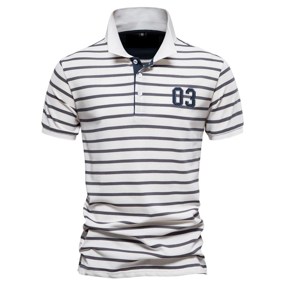 Spring and Summer New Men's Striped POLO Shirt Fashion Casual Men's Lapel Cotton Shirt