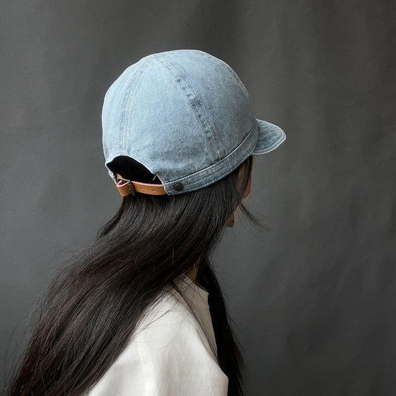 On the Moment Leather Buckle Denim Short Cap C1 Light Blue LIGHT BLUE
