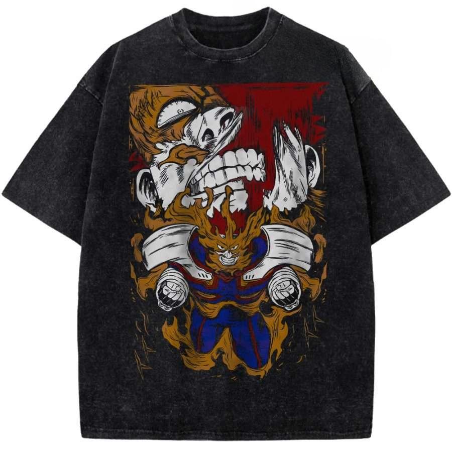 Dabi My Hero Academia Clothing Men Short Sleeve Manga T-shirts Vintage Washed T Shirt Casual Cotton Tee Harajuku Male Tshirt