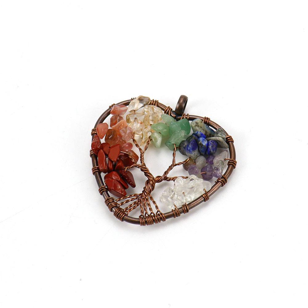 Jewelry Natural Gravel Crystal Tree Of Life Colorful Natural Stone Fortune Tree Love Necklace Pendant N151