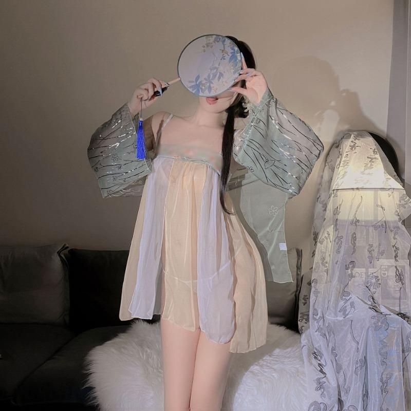 Large size erotic underwear antique Hanfu printed retro Guochao belly pocket retro role-playing pure desire coat