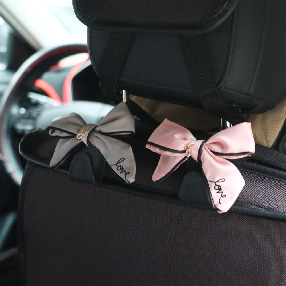Cute Safety Seat Hooks Vehicle Head Holder Organizer Grocery Hanger Bag Car Interior Accessories Bow Hook Storage