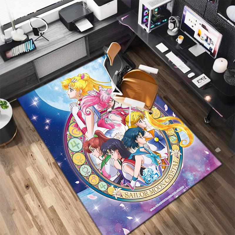 Cute Cartoon Theme Sailor Moon Tsukino Usagi Cartoon Rug Multifunctional Household Anti-slip Decorative Door Mat, Outdoor Floor Mat, and Carpet Y8