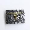Zinc Western Denim Belt Buckle Cow Skull Reteo Vintage Belt Button Head
