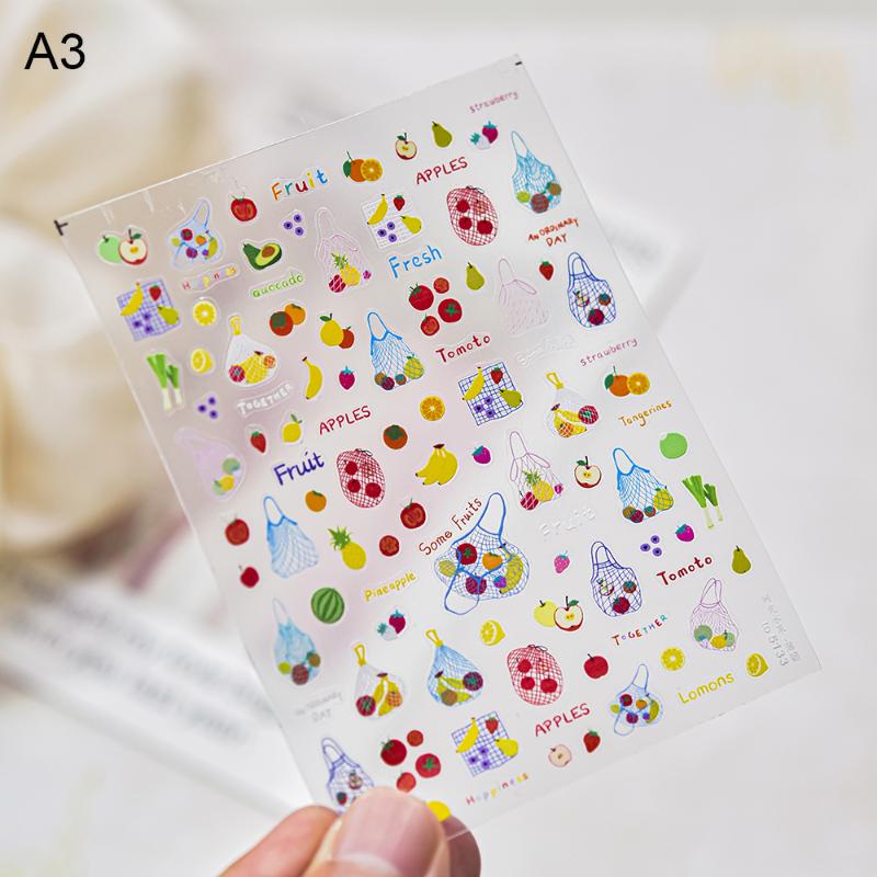 Kawaii Red Jelly Tomato Nail Art Sticker Bowknot Star Cute Summer Fruit 5D Fruit Self Adhesive Nail Art Decals For Summer Diy