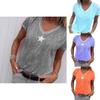 Stilvolles Damen V-Ausschnitt T-Shirt Lässig Locker Stern Sommer Shirts Einfarbig Kurzarm Perfekt für Outdoor-Aktivitäten