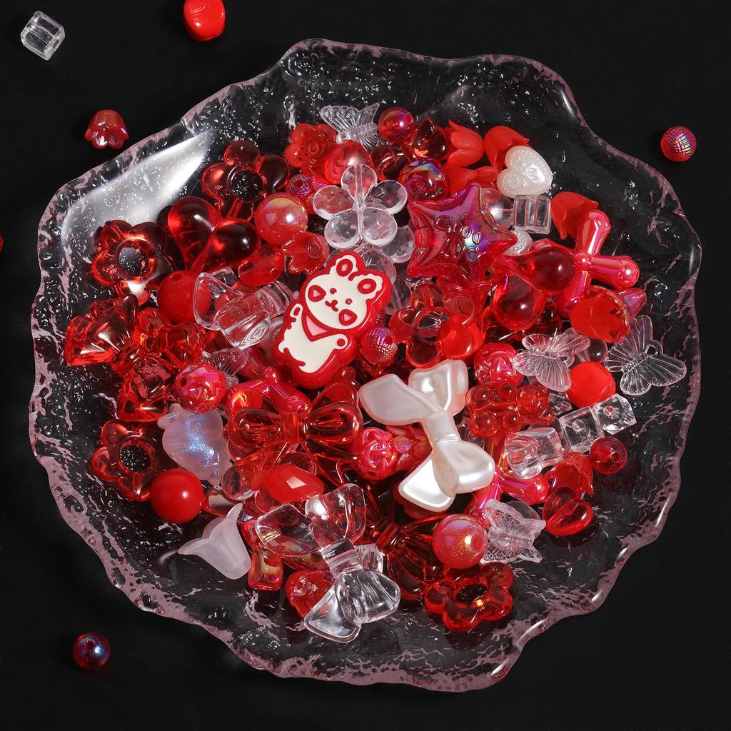 30g/lot Polychrome Acrylic Beads Star Heart Butterfly Mixed Y2K Loose Spacer Bead for Jewelry Making DIY Bracelets Necklace