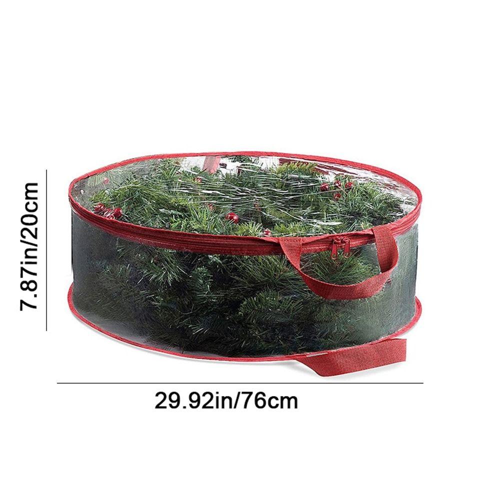 Round Wreath Storage Bag PVC Wreath Zippered Container Practical Garlands Storage Bag  for Home