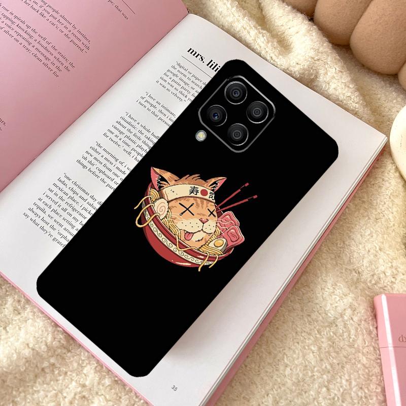 Ukiyo-e Samurai Cat Neko Ramen Case For Samsung Galaxy M31 M13 M11 M12 M14 M15 M06 M16 M36 M56 M53 M32 M52 M35 M55 M34 M54