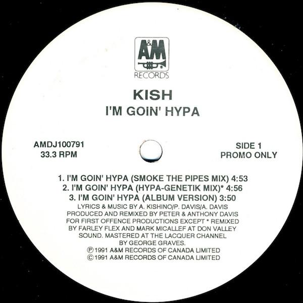 

12-дюймовая пластинка KISH Im Goin Hypa AMDJ100791 AM Records 1991 Канада Рэп Хип-Хоп R&B Б/у