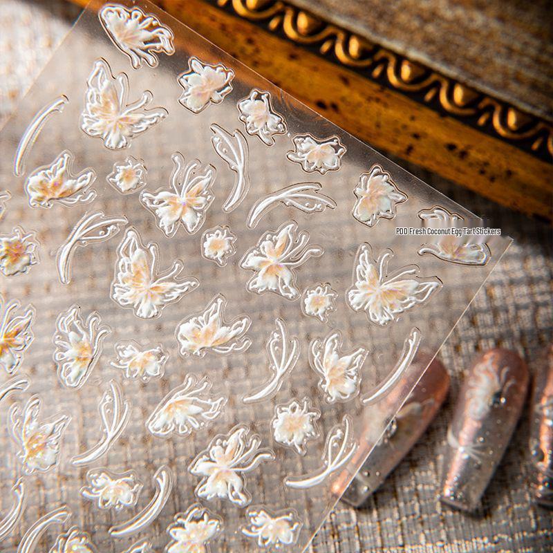 Cyan Sea 3D Semi-Transparent Flower Nail Art Stickers