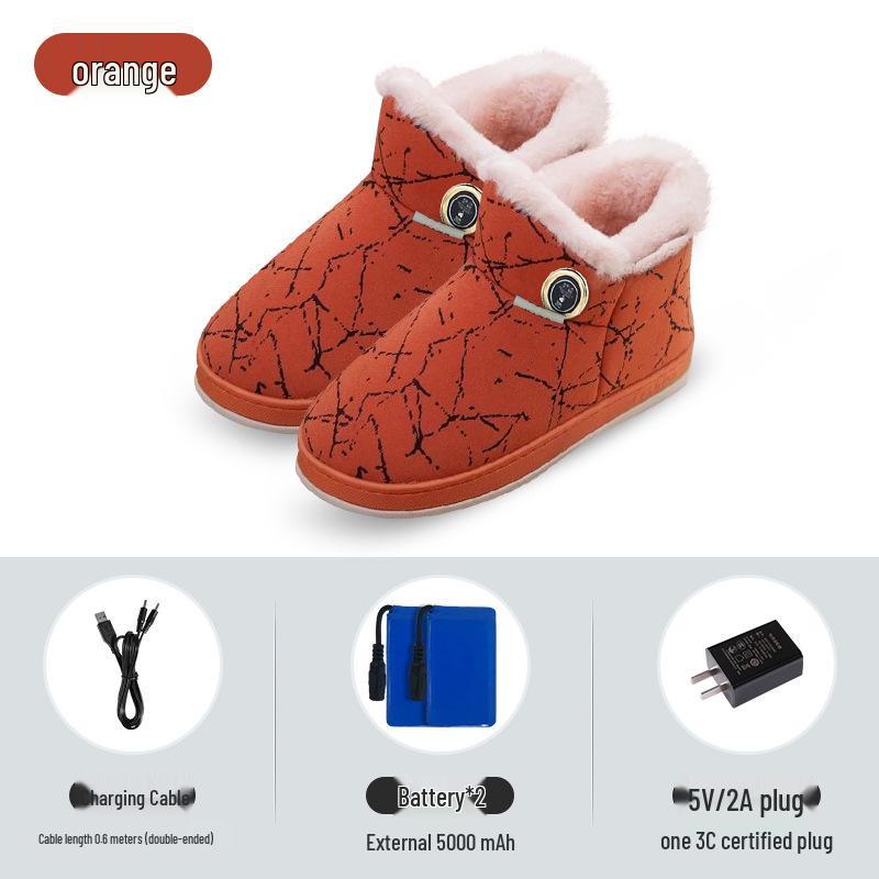 

Electric Heated Cotton Shoes - Winter Frostbite Prevention Foot Warmers with Constant Temperature Heating Size 36-37 (for foot size 35-36) оранжевый
