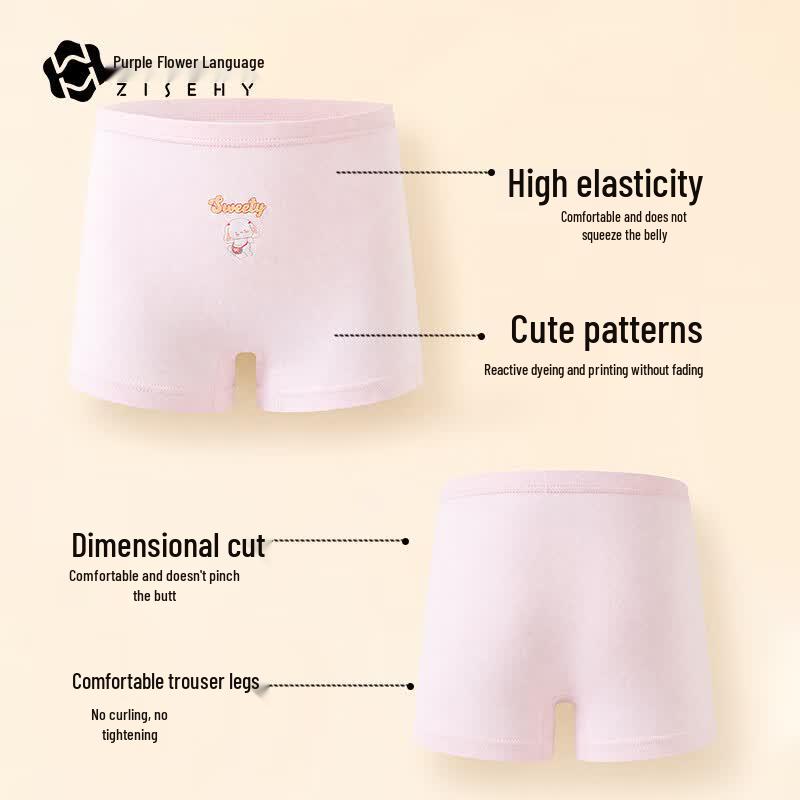 ZISEHY Girls' Antibacterial Pure Cotton Briefs (3-Pack)