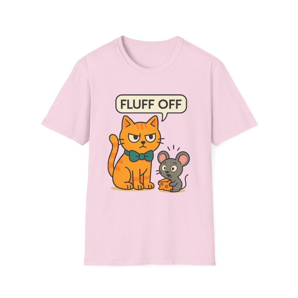 

Unisex Softstyle Grumpy Cat “Fluff Off” T-Shirt - Funny, Mouse, Cheese, Cartoon 2XL