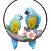 Iron Circle Double Parrot Pendant Cute Animal Sculpture Figurine Crafts Bird Statue  Lawn