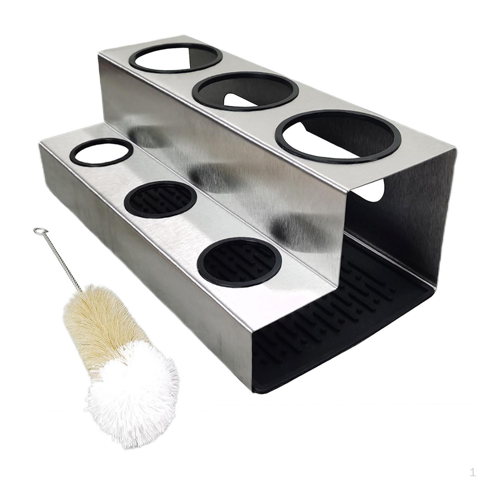 Стойка-держатель для бутылок с отверстиями сушилка для посуды со съемным поддоном серебряный 1640₽