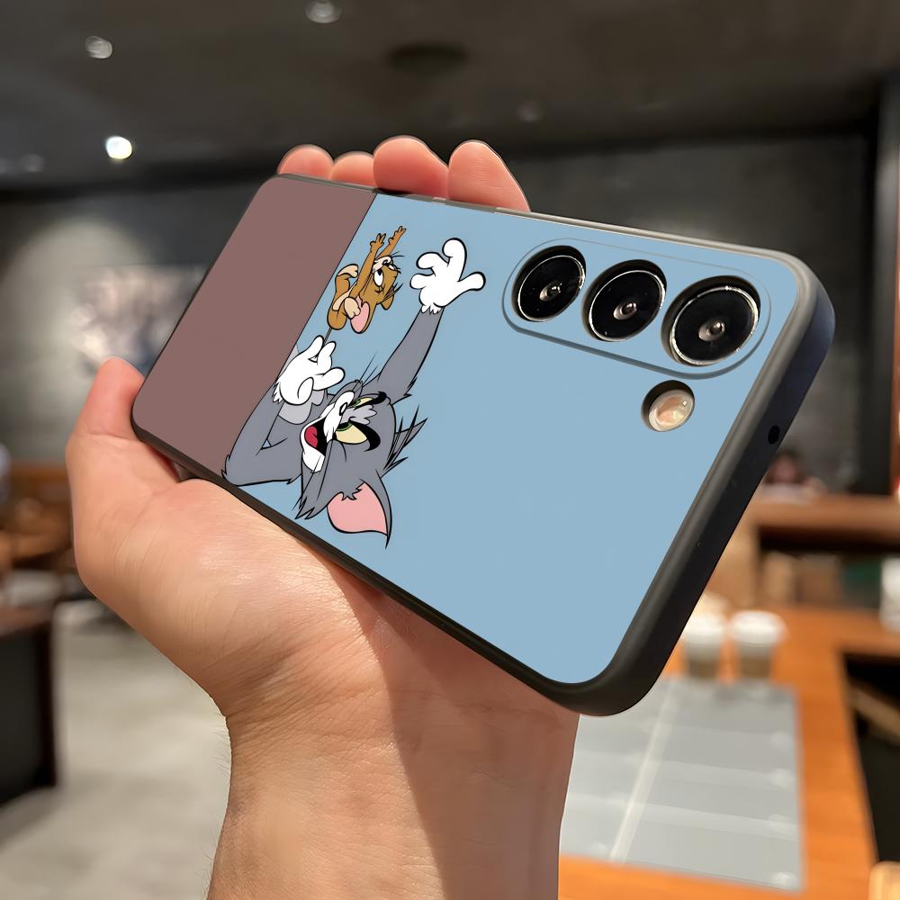AniME-T-Tom And J-Jerry Kawaii Phone Case For Samsung A56 A36 A26 A16 A15 A25 A35 A55 A14 A34 A24 A54 Black Soft Shell