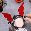 Unisex Devil Horn Hair Barrettes 2Pcs Halloween Red Bat Wings Clips, 3D Wing Hairpin, Eye Catching Decorations Gothic Pins, Cute Accessories for Women