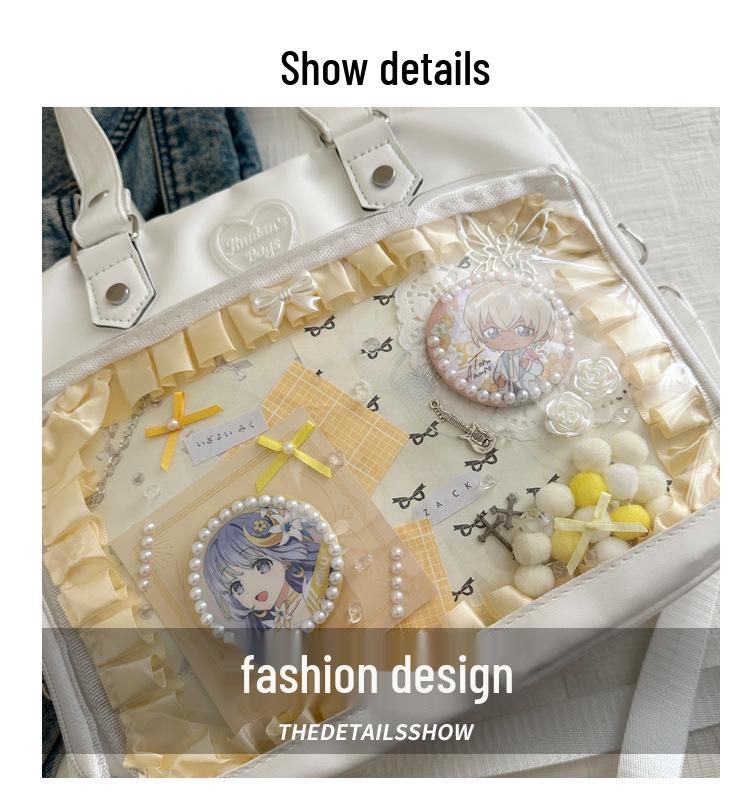 Soft Girl Transparent Ita Bag - Japanese Academy Style Crossbody with Pin Board for Dolls