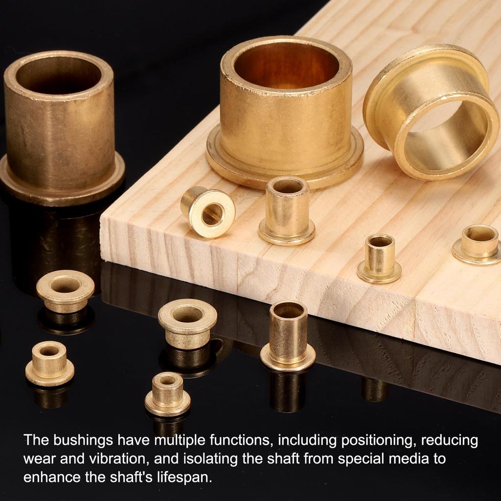 uxcell 10pcs Flange Sleeve Bearing 8mm ID x 10mm OD x 15mm Length Self Lubricating Sintered Bronze Bushings