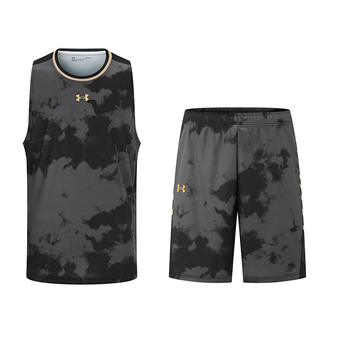 

Under Armour Casual Running Basketball Vest Comfortable Jersey Shorts Sports Suit Unisex sportswear Black 24500105-001+24500205-001 2XL