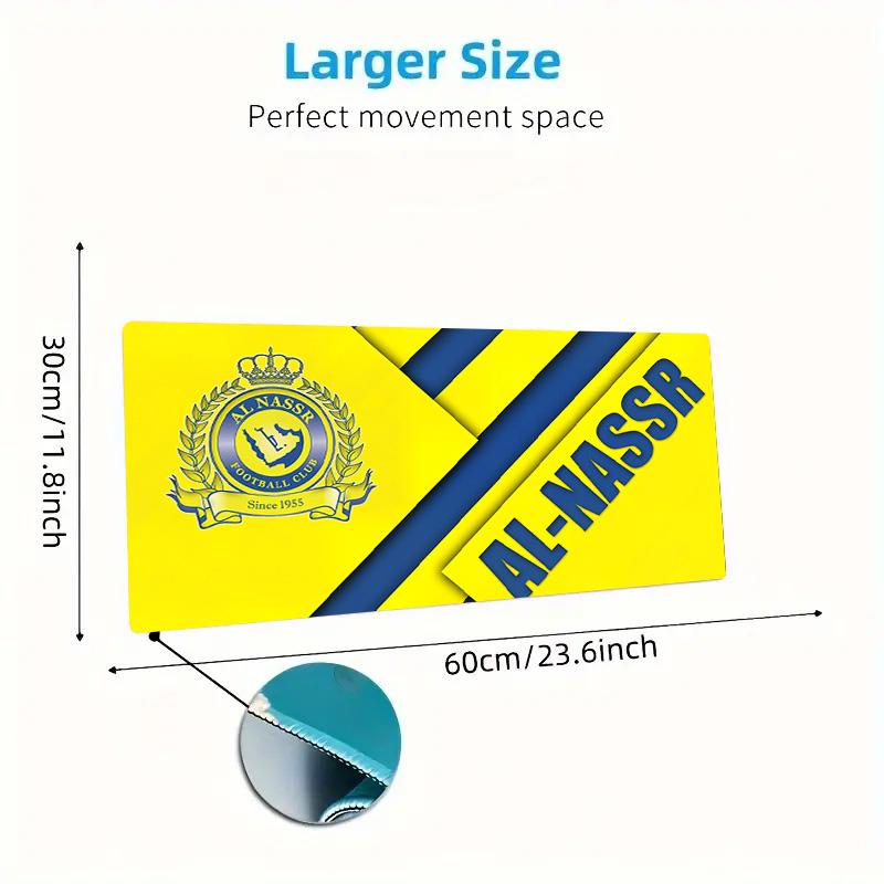 Al Nassr FC Print  Cushion Non-slip Laptop Tablet Big Mousepad XXL Mat Mini PC Playmat With Lock edge