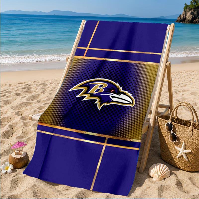 Football Ravens Logo Beach Towel, Microfiber Beach Towel, Perfect For Pool, Beach, Travel, Home Decor Beach Party Fan Gifts