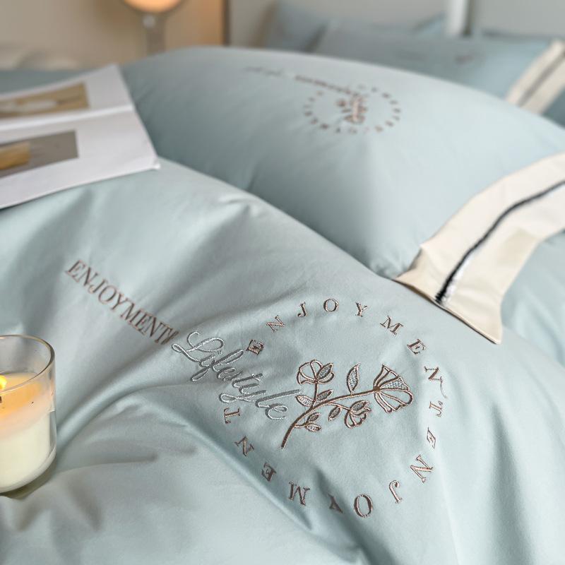 Cotton Polished 4Pcs Set, Autumn And Winter Thickened Quilt Cover, Pure Cotton Bed Sheet, Mattress Light Luxury Bedding 4