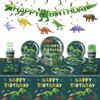 Dinosaur Themed Party Supplies Birthday Decorations Disposable Tableware Banners Flag Paper Plates Paper Towels