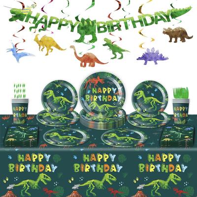 Dinozaury Tematyczne Artykuły Imprezowe Dekoracje Urodzinowe Jednorazowa Zastawa Stołowa Banery Flagi Talerzyki Papierowe Ręczniki Papierowe