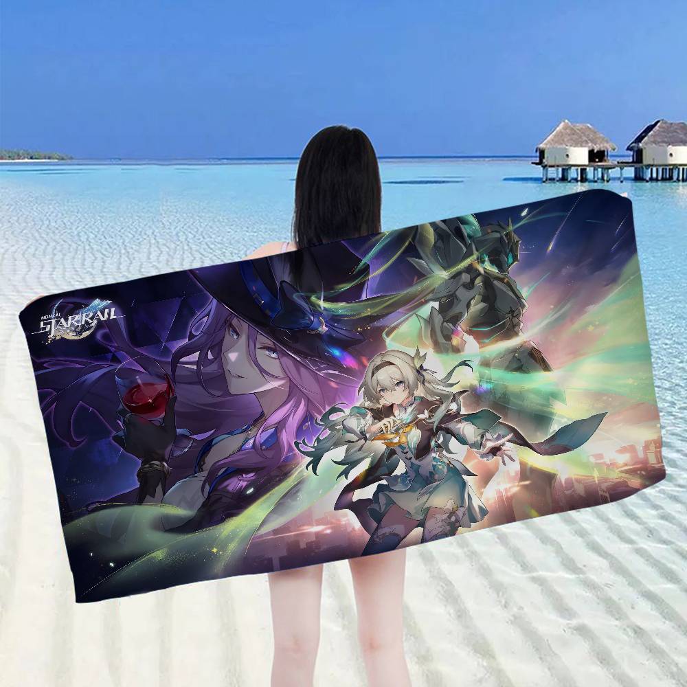 Honkai Star Rail Anmie Beach Towel Colorful Bath Towels For Girl Microfiber Quick Dry Custom Sand Free Beach Yoga Spa Gym Pool