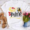 Trendy Cartoon Cute Bee Pattern Women's Printed Short Sleeved T-Shirt Summer Women's Casual Style Top Clothing Fashion T-Shirt