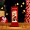 Christmas Phone Booth Decoration with Santa Claus, Snowman & Tree - Red Retro Telephone Booth Ornament With Light Home Decorator