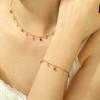 Women 18k Gold Plated Colorful Natural Stone Tassel Clavicle Necklace