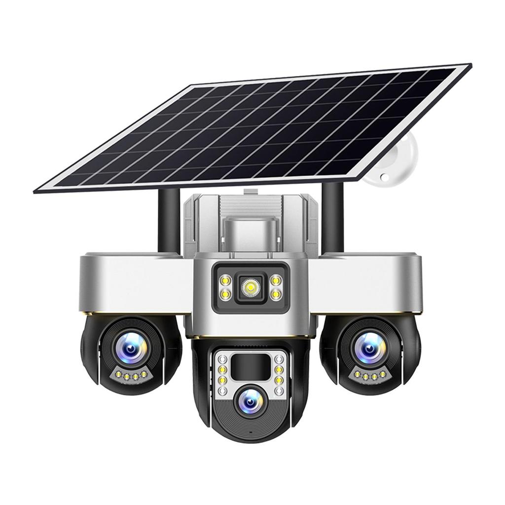 V380 Solar 4G Triple-Lens Wireless Yard Light Camera with Low Power Consumption.