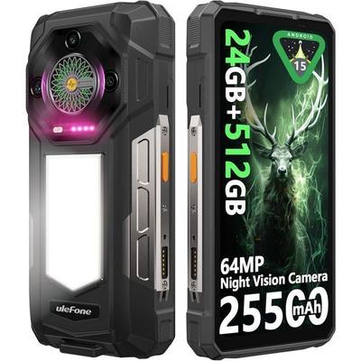Rugged Smartphone Ulefone Armor 33 24GB+512GB 6.95" 25500mAh Unbreakable Portable Phone Android 15 64MP Dual SIM/NFC/OTG Black