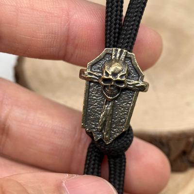 1/2Pcs Skull Cross Shield Brass Knife Beads EDC DIY Woven Bracelets Lanyard Pendants Accessories Outdoor Tool Hangings Decors