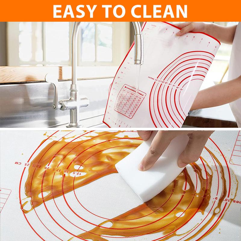 Non Slip Silicone Pastry Mat with Measurements, Nonstick Thick Baking Mat for Rolling Out Dough, Fondant /Pizza Mat, Counter Mat