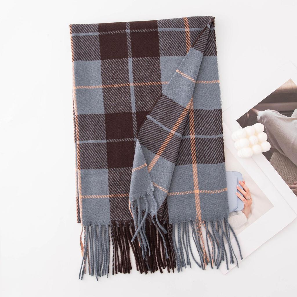 Plaid Scarf Women's Winter High-end Sense New Autumn and Winter Thickened Versatile Atmosphere Warm Scarf