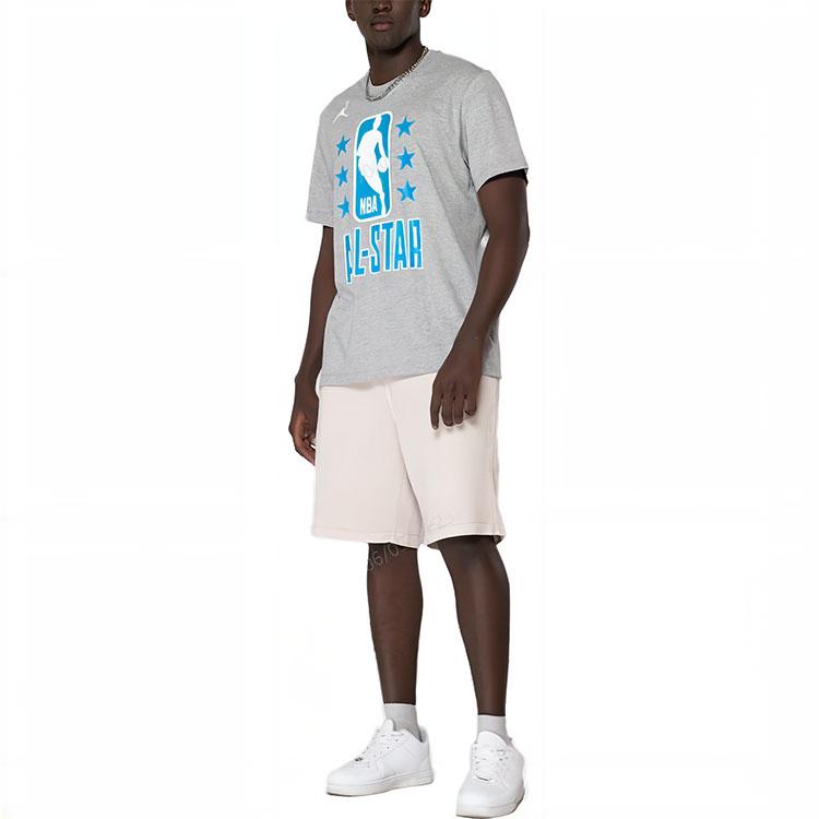 Nike James All-Star Letter Print Crew Neck Casual Loose Short Sleeve T-Shirt Men T-Shirt Gray NKAPSP22TE11946NBA