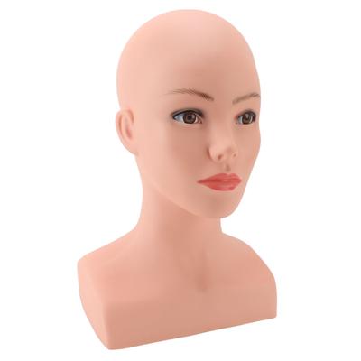 Žena Holohlavý manekýn hlava s ramenem PVC Profesionální kosmetologie obličej make-up panenky Hlava pro