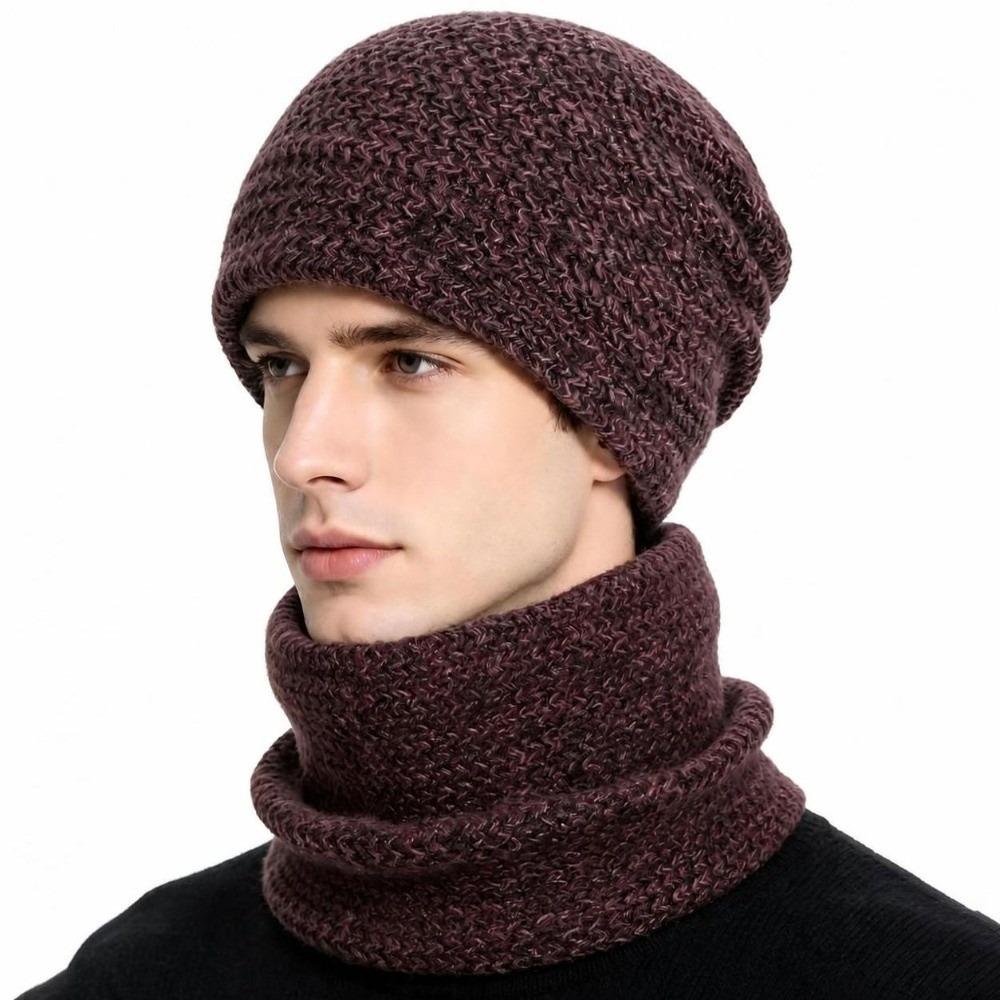 Thicken Soft Beanie Hat Windproof Coldproof Ear Protection Fashion Hat Scarf Set for Women and Men