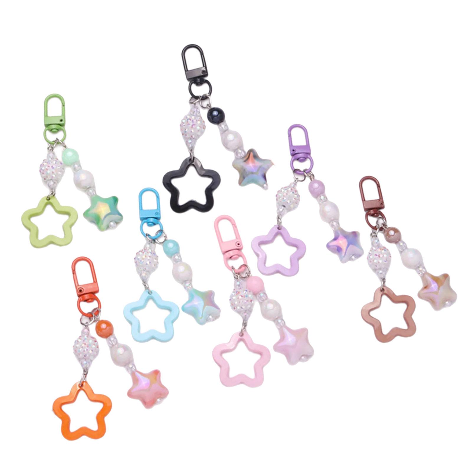 

Набор из 7 брелоков для ключей с градиентными звездами, стильный акриловый кулон в конфетных тонах для любителей моды и водителей
