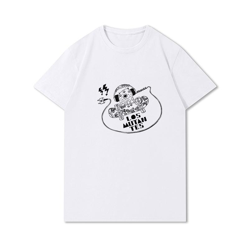 S-3XL 100 mønstre Sommerhvite T-skjorter for kvinner Trykt Uformelle korte ermer Topper O-hals T-skjorter