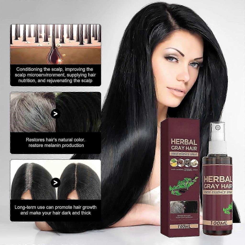Herbal Gray Hair Restore Spray With Scalp Nourishment – Natural Color Restoration Essence 100ml