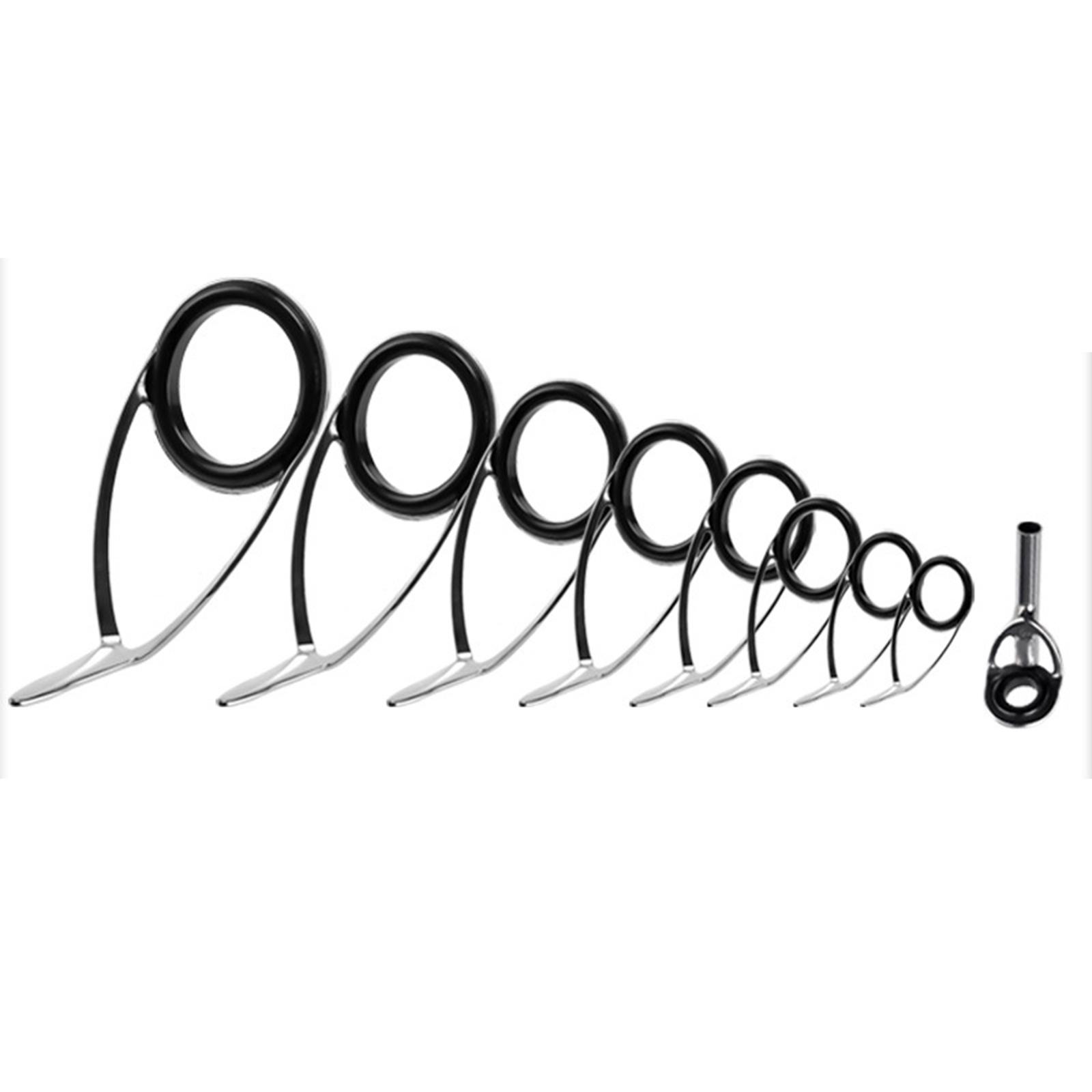 

9Pcs Fishing Rod Guides Rings Stainless Steel Rod Top Tips Replacement Ceramic Guide Rod Eyelet Easy to Install SL