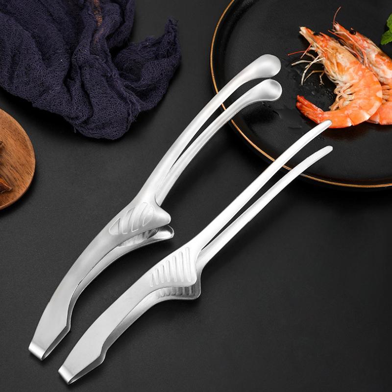 Korean Style Stainless Steel BBQ Food Tongs Barbecue Meat Toast Bread Steak Clip Hotel Restaurant Kitchen Supplies Accessories