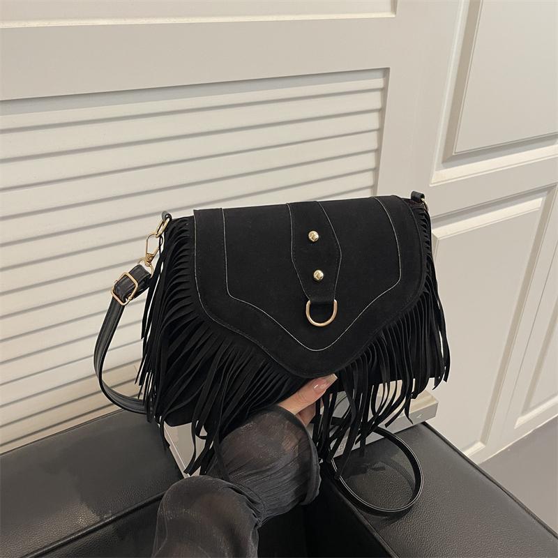 Fashionable Bohemian Tassel Crossbody Bag Women Single Shoulder Mobile Bag Vintage Suede Leather Handbag Commuting Travel Handba