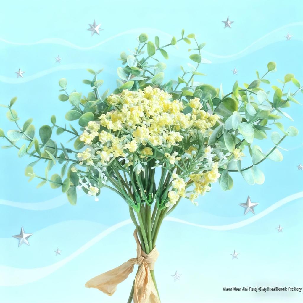 Eucalyptus & Gypsophila Artificial Flowers Bunch for Home, Wedding, and Landscaping Décor